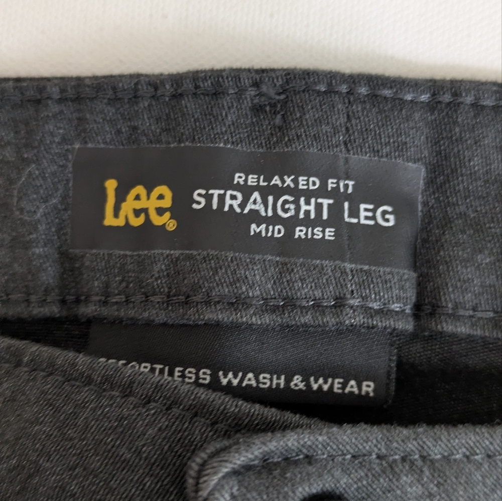 Women's Lee Mid Rise Relaxed Fit Straight Leg Cotton Blend Gray Pant Sz 12 Short - Picture 11 of 15